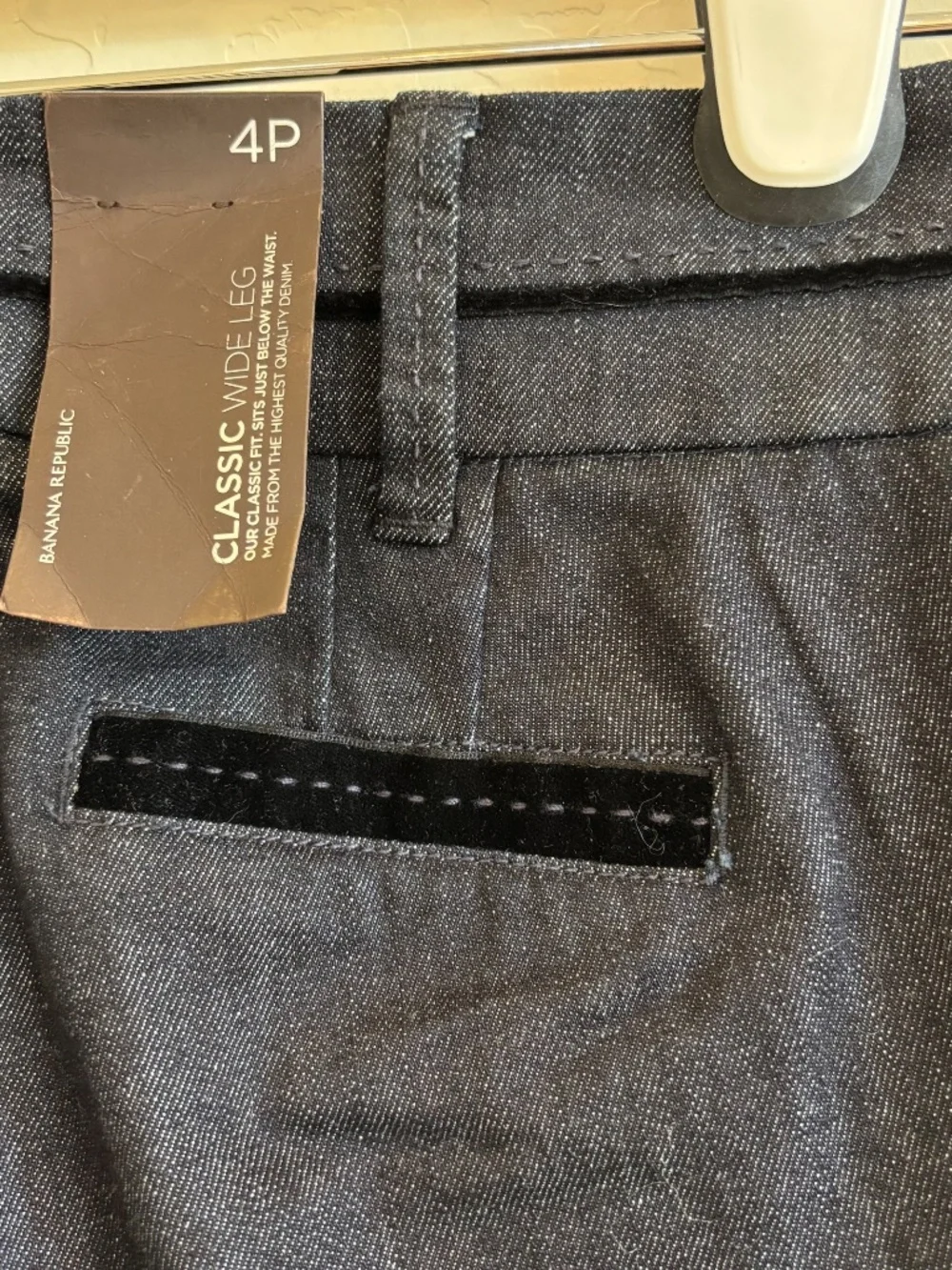 Banana Republic NWT Sloan Fit Pants Size 4P Petite Dark Blue Denim Dress Slacks - Picture 5 of 11